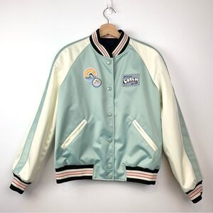 Coach Reversible Jacket Coat Coach State Varsity Tour Sz Med-Large Blue Beige